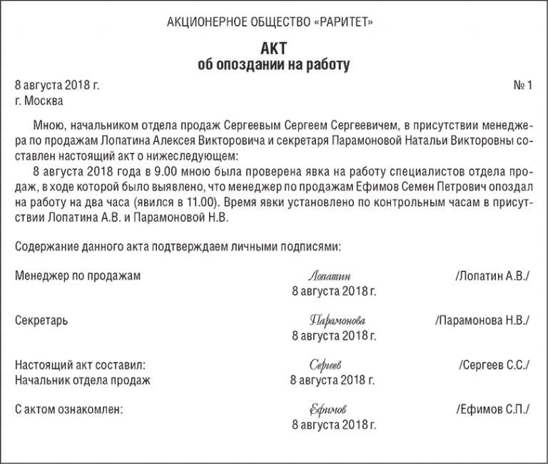 Акты работодателя. Акт о дисциплинарном проступке опоздании. Акт о трудовом нарушении образец. Акт о нарушении трудовой дисциплины образец. Акт о дисциплинарном нарушении на рабочем месте.